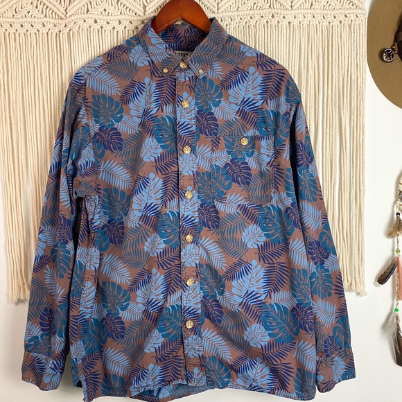 Duluth Trading Co Relaxed Fit Tropical Print Long Sleeve Button Shirt Medium - Picture 13 of 13
